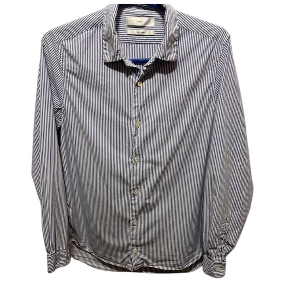 Smock CMYK Button Down Shirt Blue and White Striped Made in Japan cotton sz S